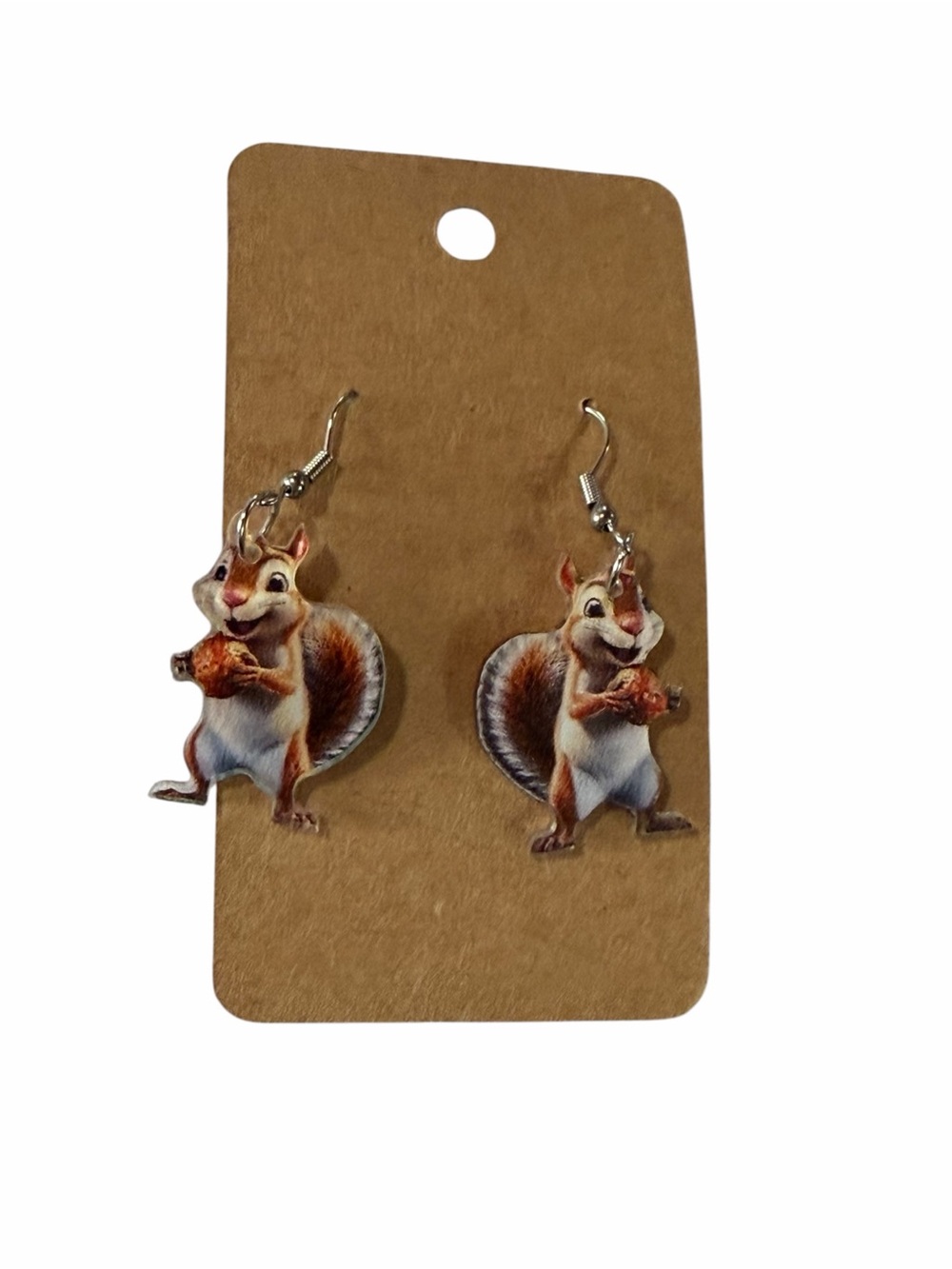 Cute Brown Squirrel Dangle Earrings - Small Pets Theme